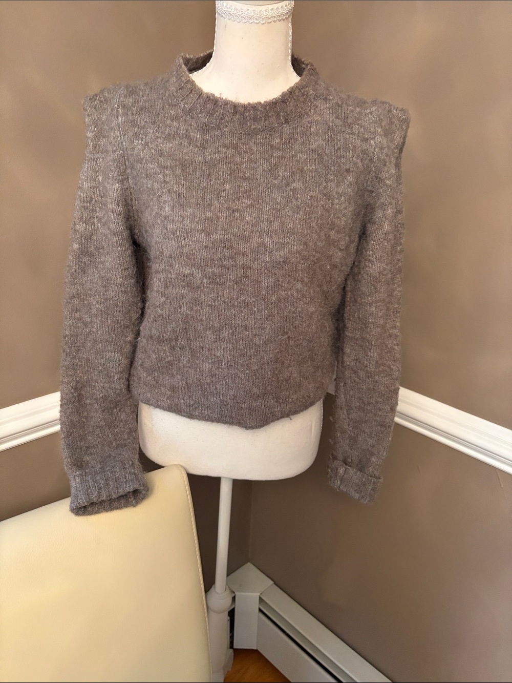 Cozy Women's Crewneck Sweater in Taupe